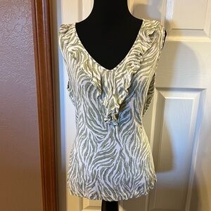 Charter Club Green and White Sleeveless Top